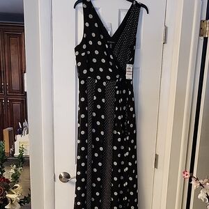 INC International Concepts Black and White Polka Dot Maxi Dress